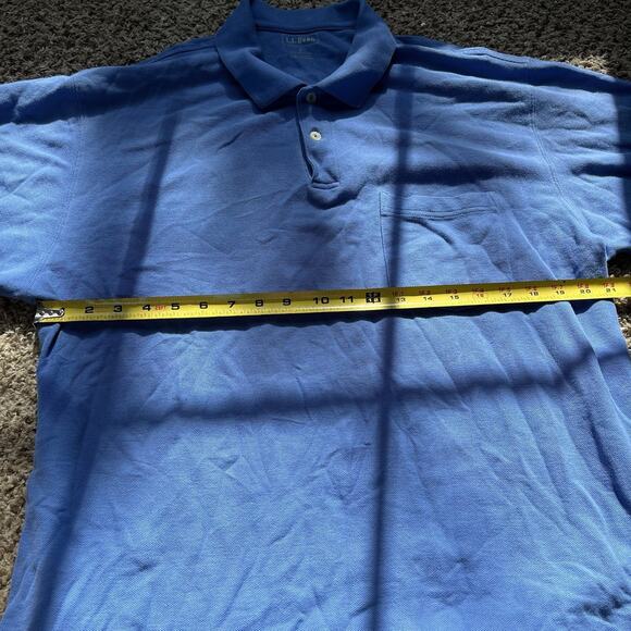 LL Bean Men L REG Navy Blue 100% Cotton Short Sleeve Polo Shirt Outdoor Casual - Picture 5 of 9